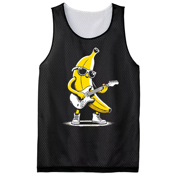 Banana Guitar Rock Music Concert Band Novelty Funny Banana Mesh Reversible Basketball Jersey Tank