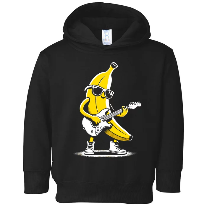 Banana Guitar Rock Music Concert Band Novelty Funny Banana Toddler Hoodie