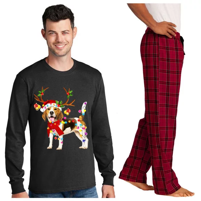 Beagle Gorgeous Reindeer Crewneck Christmas Long Sleeve Pajama Set