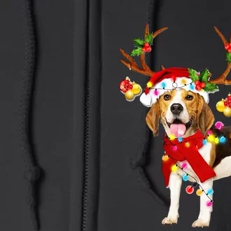 Beagle Gorgeous Reindeer Crewneck Christmas Full Zip Hoodie