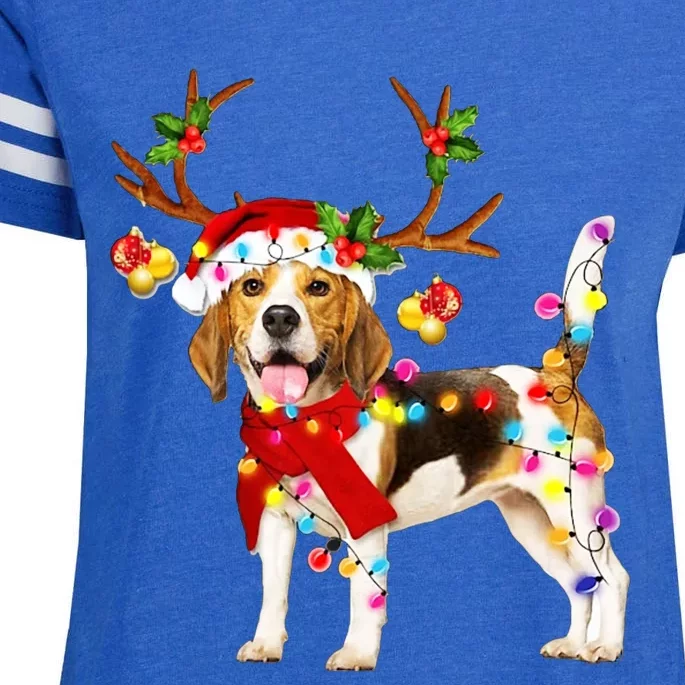 Beagle Gorgeous Reindeer Crewneck Christmas Enza Ladies Jersey Football T-Shirt