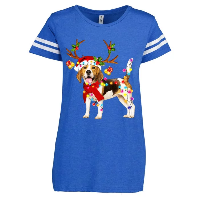 Beagle Gorgeous Reindeer Crewneck Christmas Enza Ladies Jersey Football T-Shirt