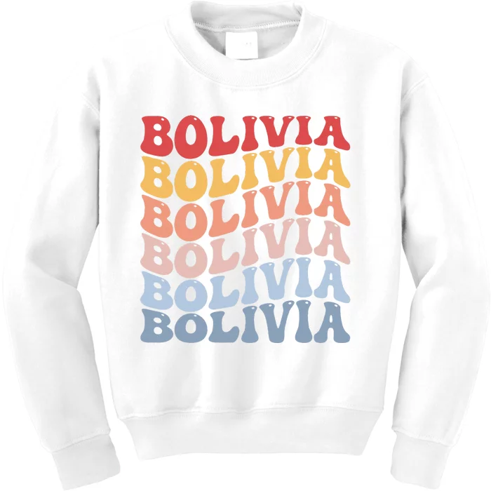 Bolivia Groovy Retro Bolivian Kids Sweatshirt