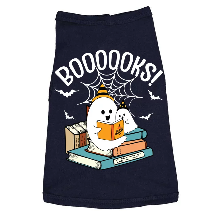 Booooks Ghost Read Books Halloween Funny Doggie Tank