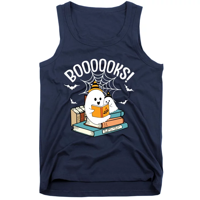 Booooks Ghost Read Books Halloween Funny Tank Top