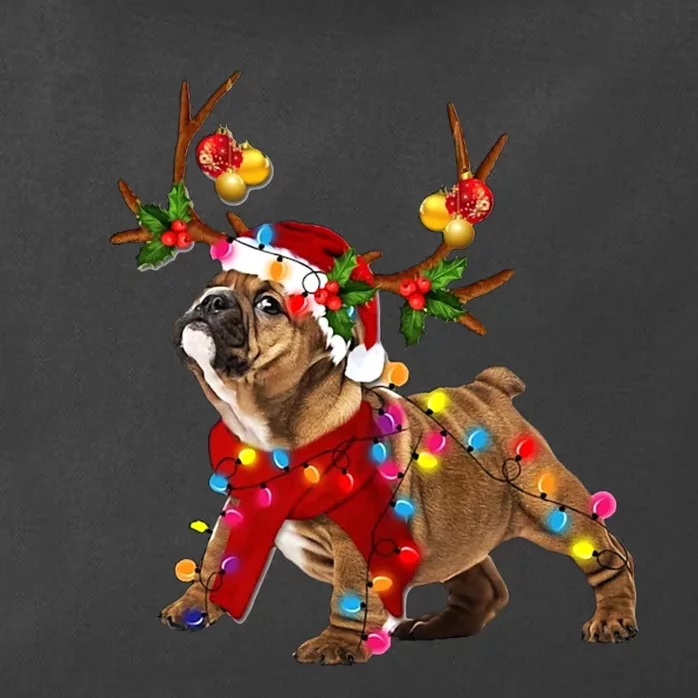 Bulldog Gorgeous Reindeer Crewneck Christmas Zip Tote Bag