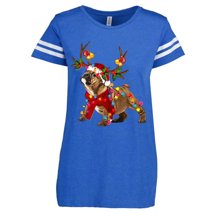 Bulldog Gorgeous Reindeer Crewneck Christmas Enza Ladies Jersey Football T-Shirt