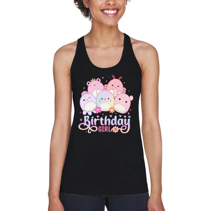 Birthday Girl Squish Squad Mallow Girl Cute Gift Women's Racerback Tank