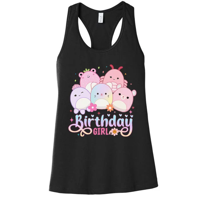 Birthday Girl Squish Squad Mallow Girl Cute Gift Women's Racerback Tank