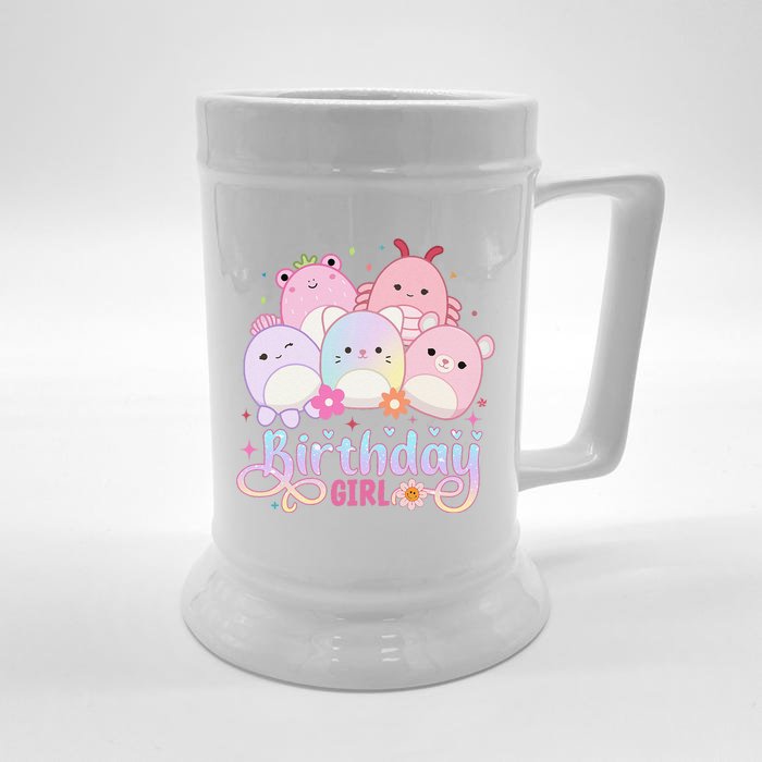 Birthday Girl Squish Squad Mallow Girl Cute Gift Front & Back Beer Stein