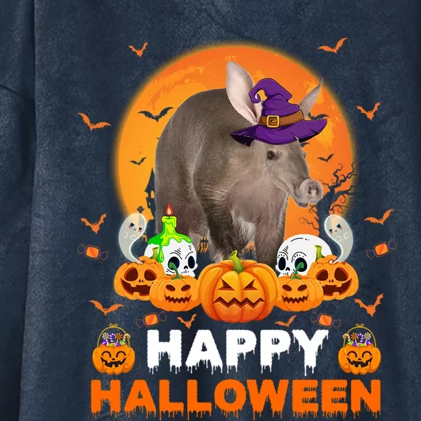 Boo Ghost Scary Pumpkin Moon Witch Aardvark Halloween Gift Hooded Wearable Blanket