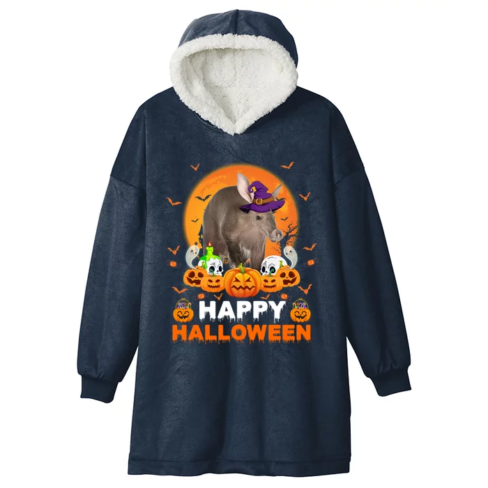 Boo Ghost Scary Pumpkin Moon Witch Aardvark Halloween Gift Hooded Wearable Blanket