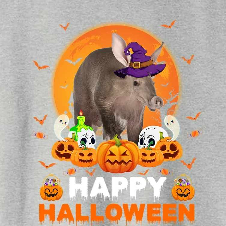 Boo Ghost Scary Pumpkin Moon Witch Aardvark Halloween Gift Women's Crop Top Tee