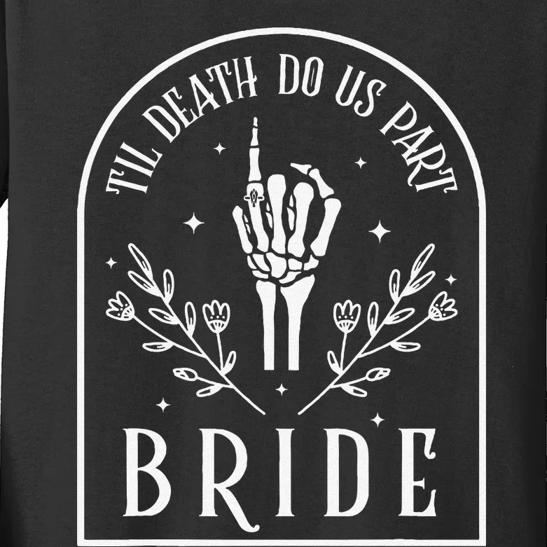 Bride Groom Skeleton Gothic Halloween Engagement Wedding Kids Long Sleeve Shirt