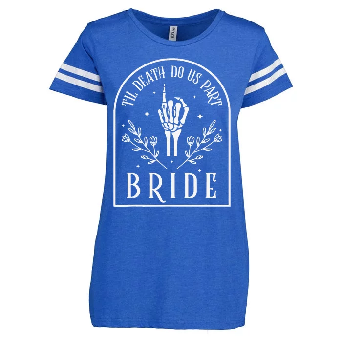 Bride Groom Skeleton Gothic Halloween Engagement Wedding Enza Ladies Jersey Football T-Shirt