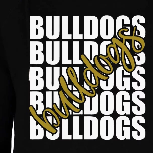 Bulldogs Gold School Sports Fan Team Spirit Womens Funnel Neck Pullover Hood