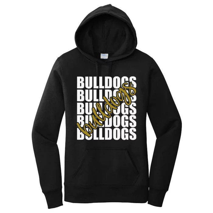 Bulldogs Gold School Sports Fan Team Spirit Women's Pullover Hoodie