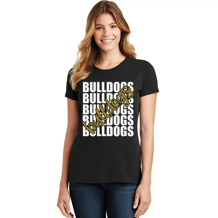 Bulldogs Gold School Sports Fan Team Spirit Women's T-Shirt