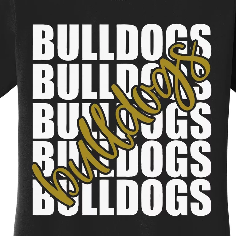 Bulldogs Gold School Sports Fan Team Spirit Women's T-Shirt