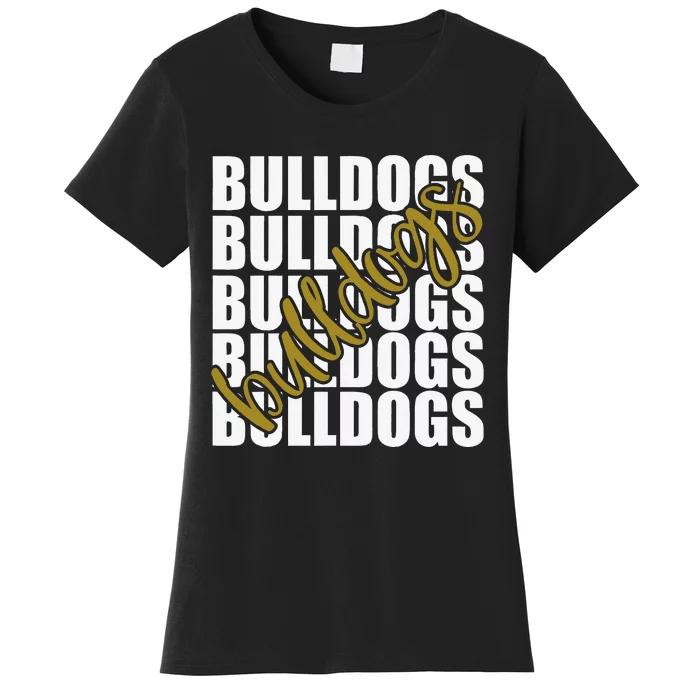 Bulldogs Gold School Sports Fan Team Spirit Women's T-Shirt