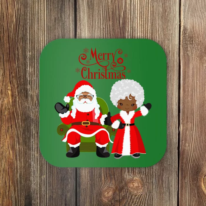 Black Girl Santa Claus Holiday African American Christmas Coaster