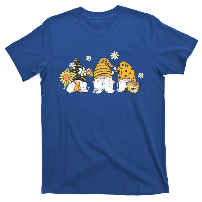 Bee Gnomes Sunflower Hippie Design Gnome Bees Flower Mom Dad Funny Gift T-Shirt