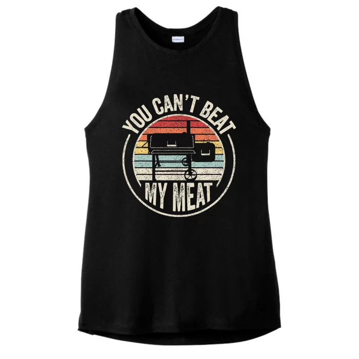 BBQ Grilling Smoking Retro Vintage You Cant Beat My Meat Ladies Tri-Blend Wicking Tank