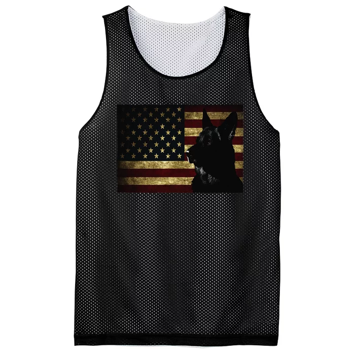 Black German Shepherd American Flag 4th July GSD Dog Mesh Reversible Basketball Jersey Tank