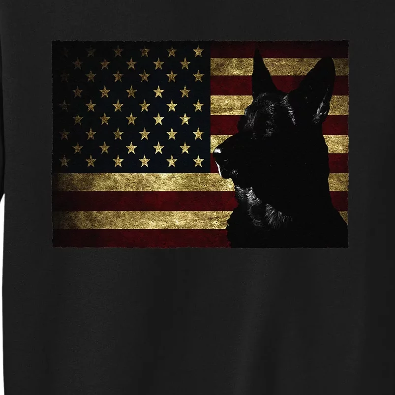 Black German Shepherd American Flag 4th July GSD Dog Tall Sweatshirt