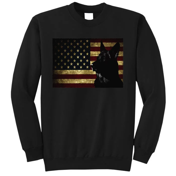 Black German Shepherd American Flag 4th July GSD Dog Tall Sweatshirt