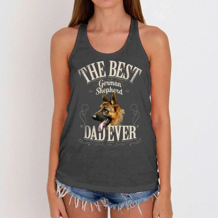 Best German Shepherd Dad Ever Funny Dog Lover Gifts Women's Knotted Racerback Tank