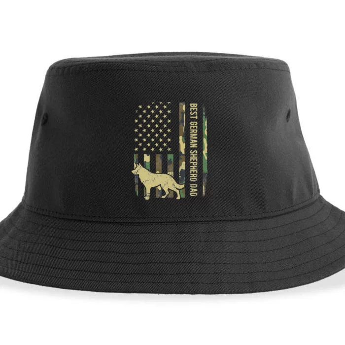 Best German Shepherd Dog Dad Camouflage American Flag Sustainable Bucket Hat