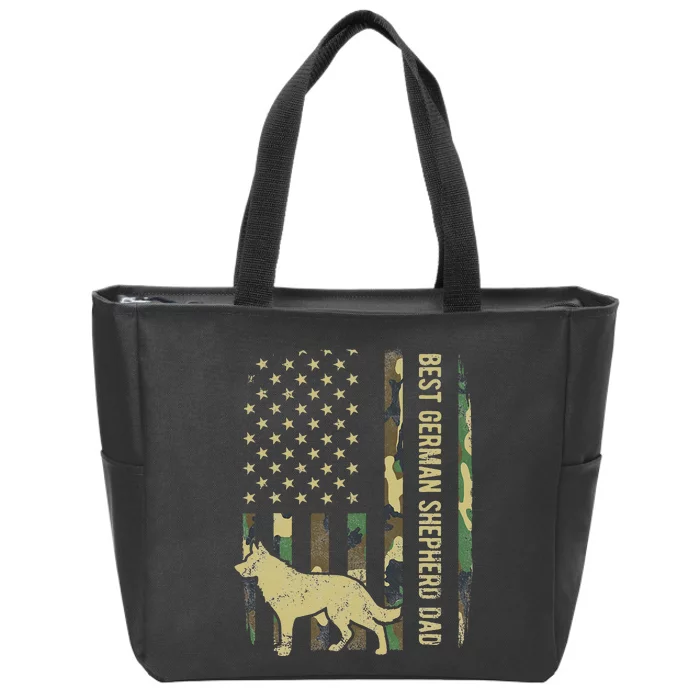 Best German Shepherd Dog Dad Camouflage American Flag Zip Tote Bag