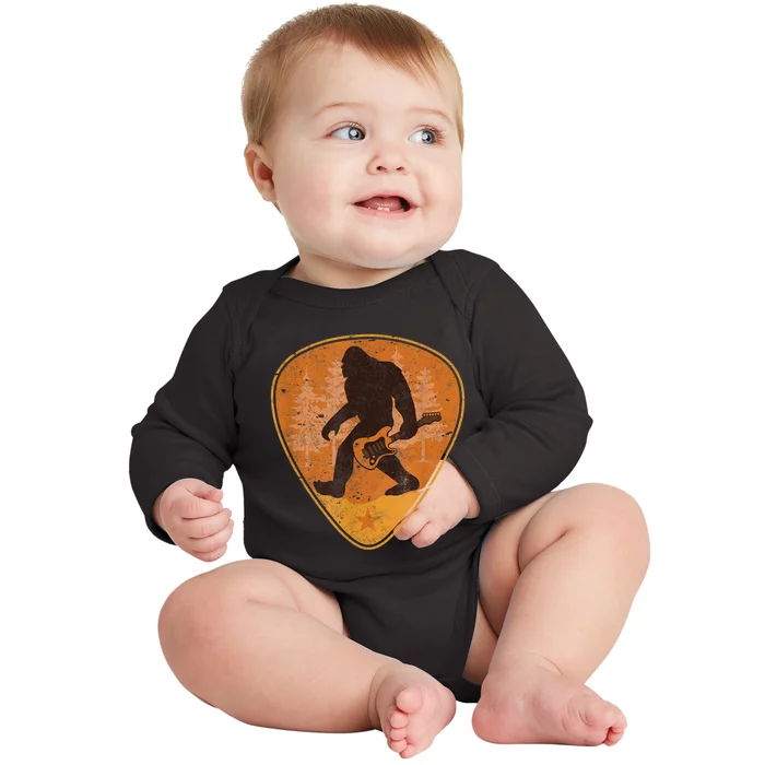 Bigfoot Guitar Sasquatch Yeti Guitarist Music Men Baby Long Sleeve Bodysuit