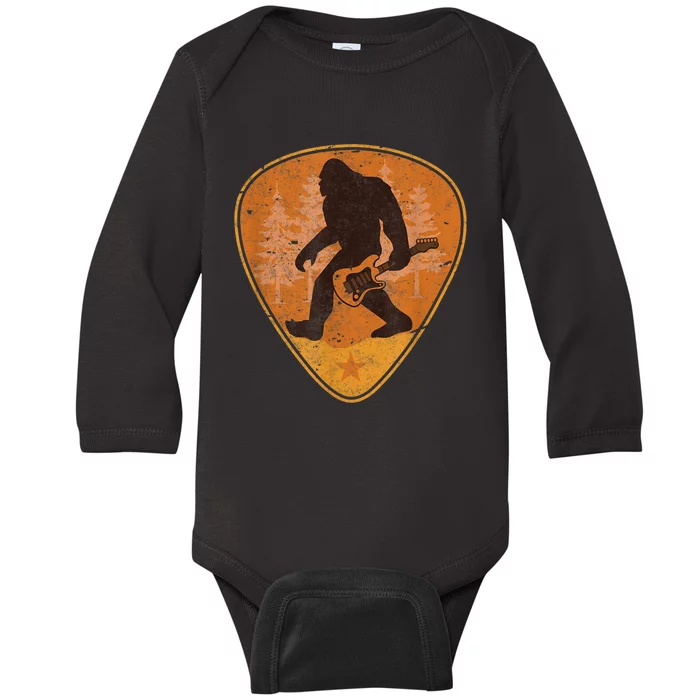 Bigfoot Guitar Sasquatch Yeti Guitarist Music Men Baby Long Sleeve Bodysuit