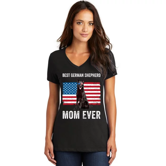 Best German Shepherd Mom Ever 4th Of July Gsd Mom Women's V-Neck T-Shirt