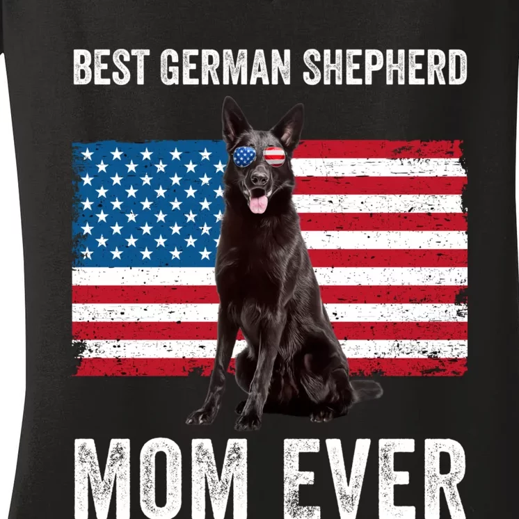 Best German Shepherd Mom Ever 4th Of July Gsd Mom Women's V-Neck T-Shirt