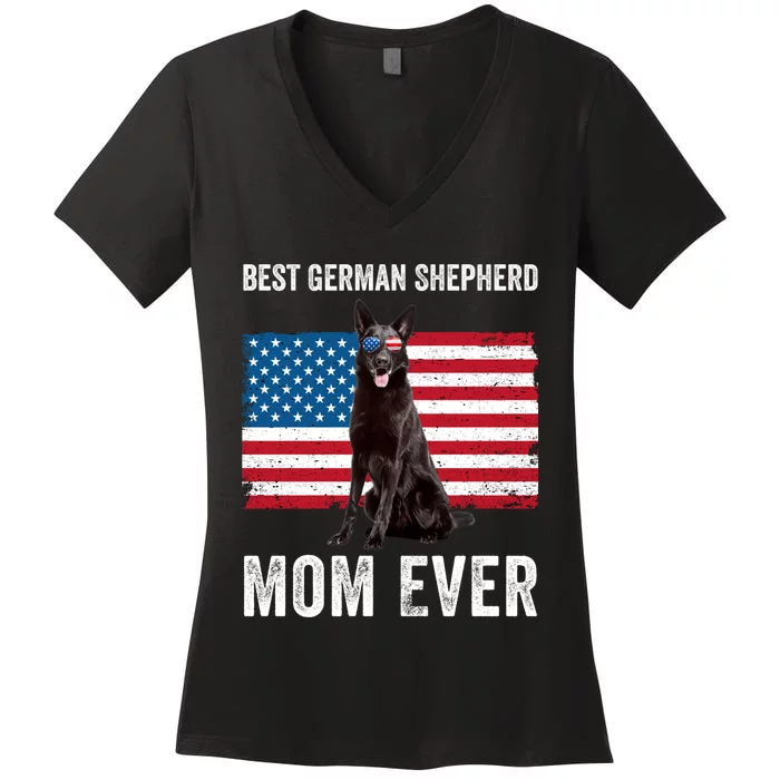 Best German Shepherd Mom Ever 4th Of July Gsd Mom Women's V-Neck T-Shirt