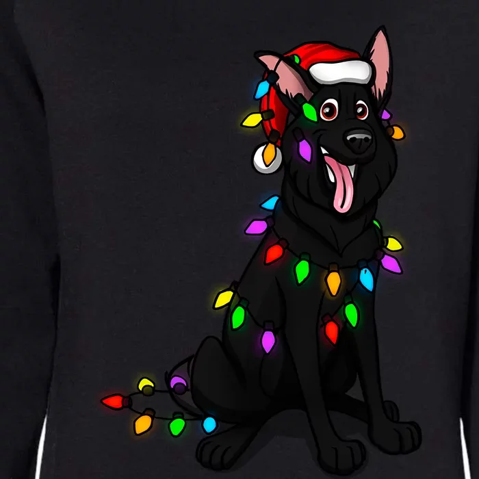 Black Ger Shepherd Christmas Lights Gift Womens California Wash Sweatshirt