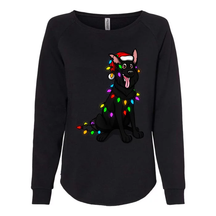 Black Ger Shepherd Christmas Lights Gift Womens California Wash Sweatshirt