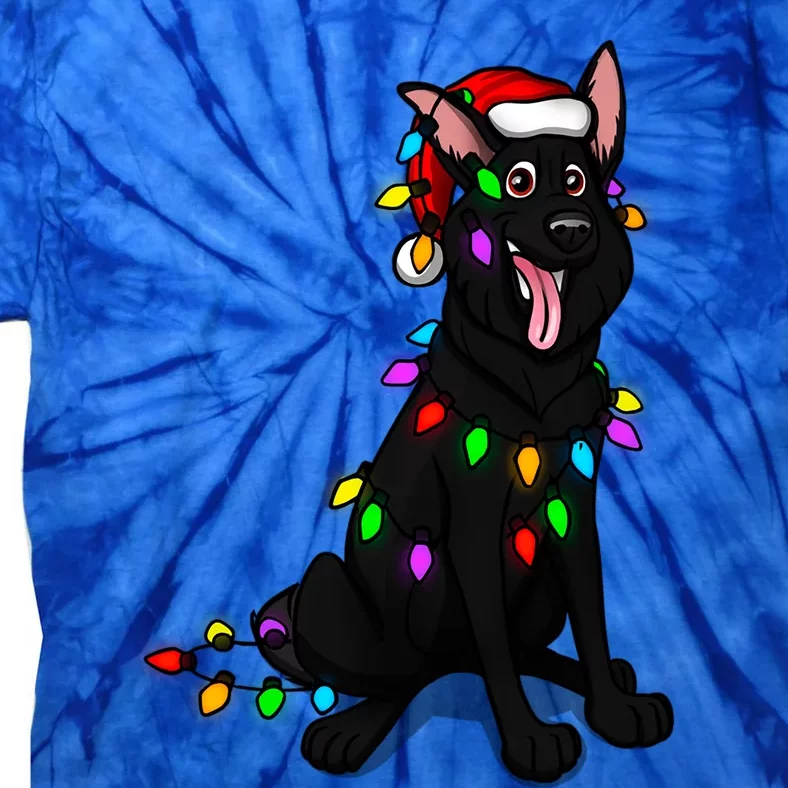 Black Ger Shepherd Christmas Lights Gift Tie-Dye T-Shirt