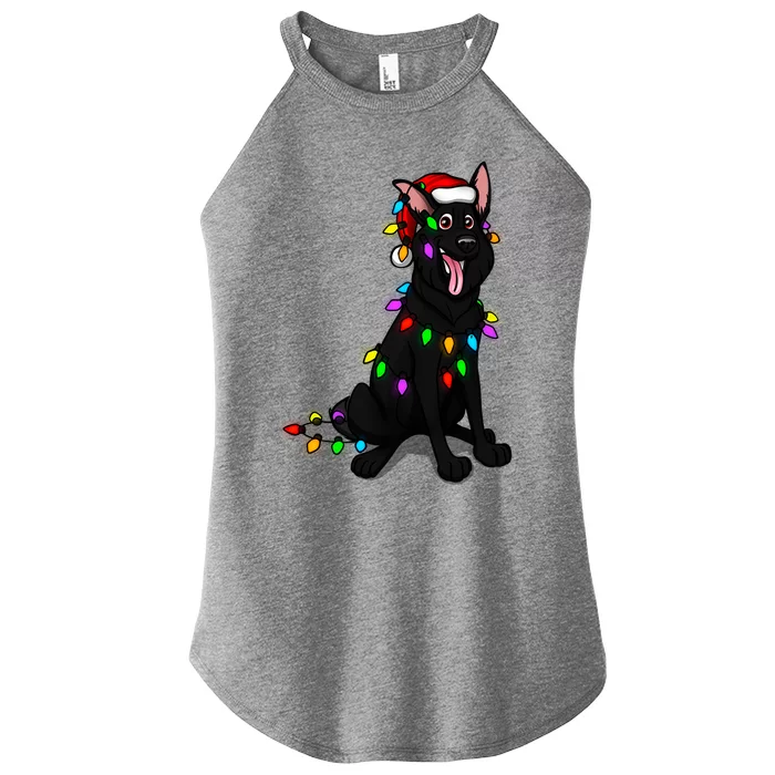 Black Ger Shepherd Christmas Lights Gift Women’s Perfect Tri Rocker Tank