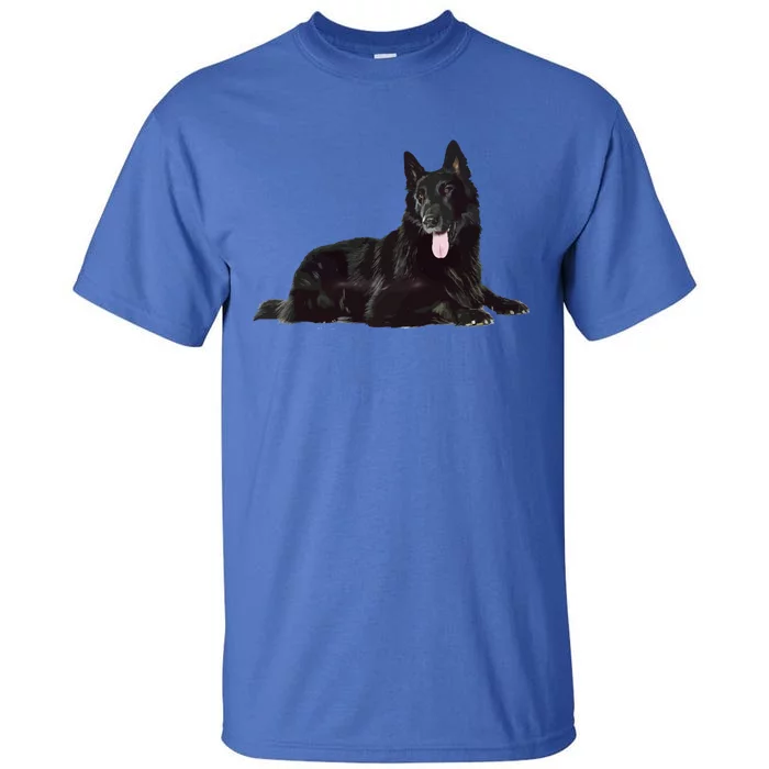 Black Ger Shepherd Rare Black Ger Shepherd Realistic Funny Gift Tall T-Shirt