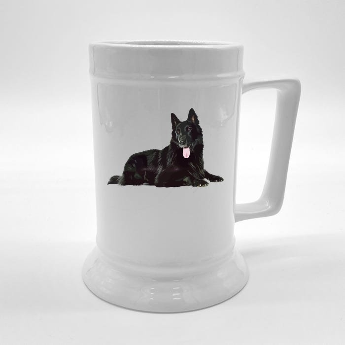 Black Ger Shepherd Rare Black Ger Shepherd Realistic Funny Gift Front & Back Beer Stein