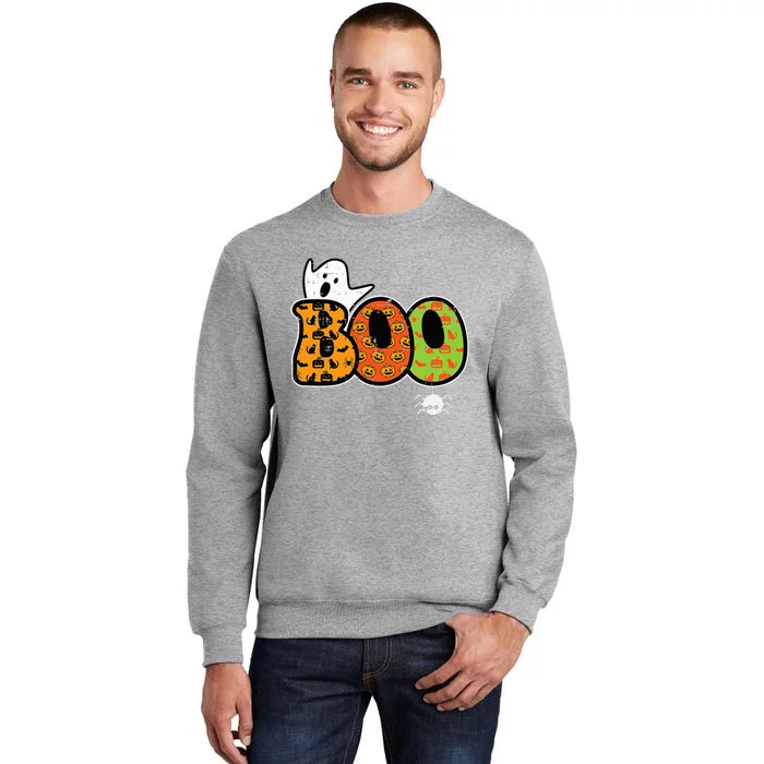 Boo Ghost Spider Retro Groovy Halloween Tall Sweatshirt