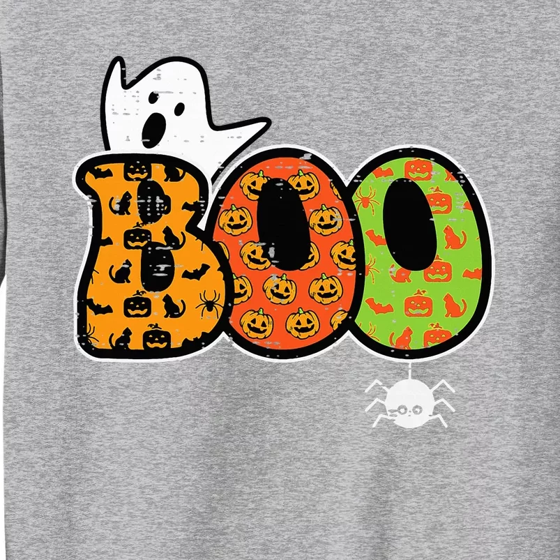 Boo Ghost Spider Retro Groovy Halloween Tall Sweatshirt