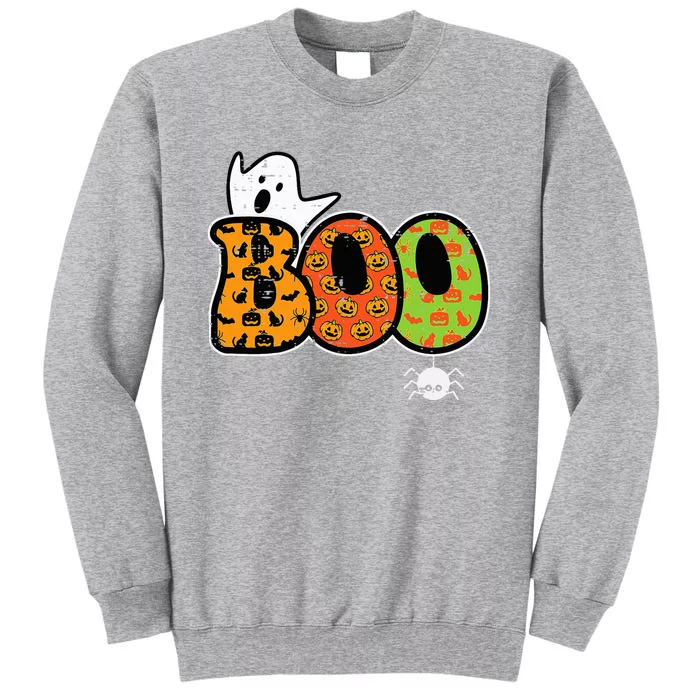 Boo Ghost Spider Retro Groovy Halloween Tall Sweatshirt