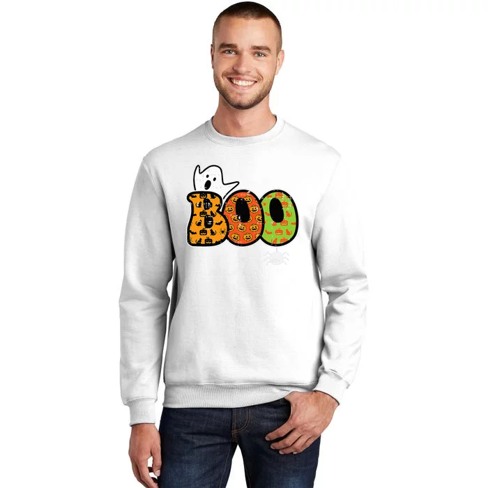 Boo Ghost Spider Retro Groovy Halloween Sweatshirt