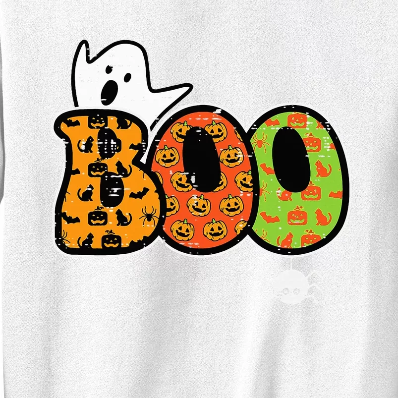 Boo Ghost Spider Retro Groovy Halloween Sweatshirt