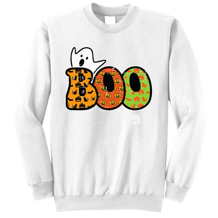 Boo Ghost Spider Retro Groovy Halloween Sweatshirt